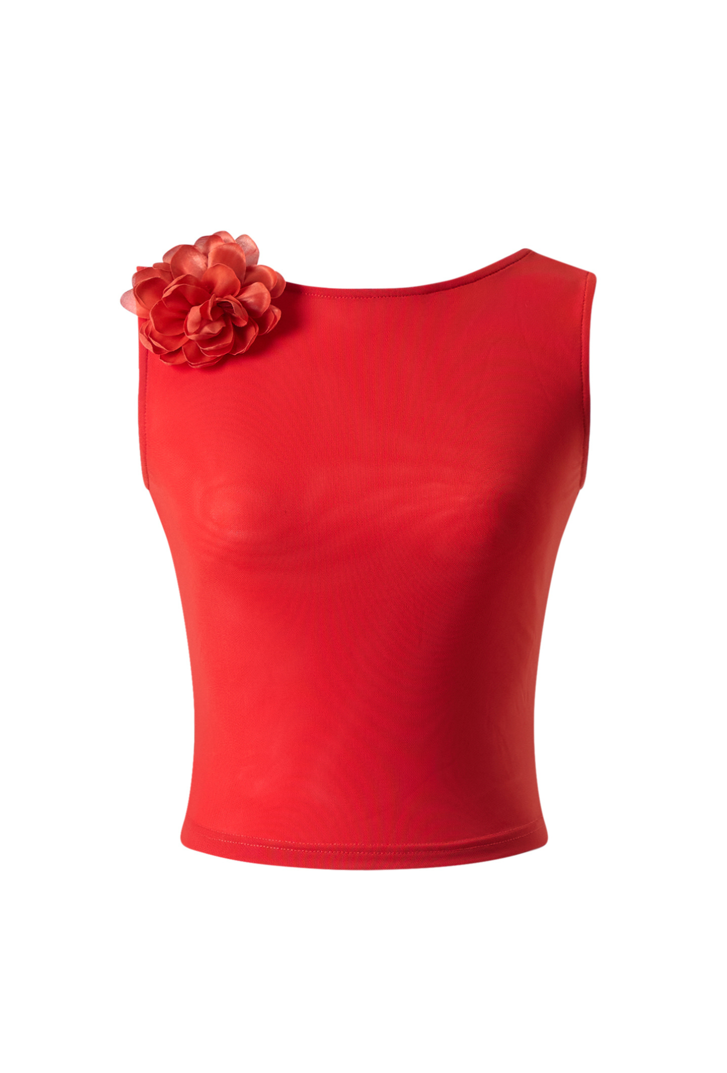 DEMI Sleeveless Sheer Top in Red