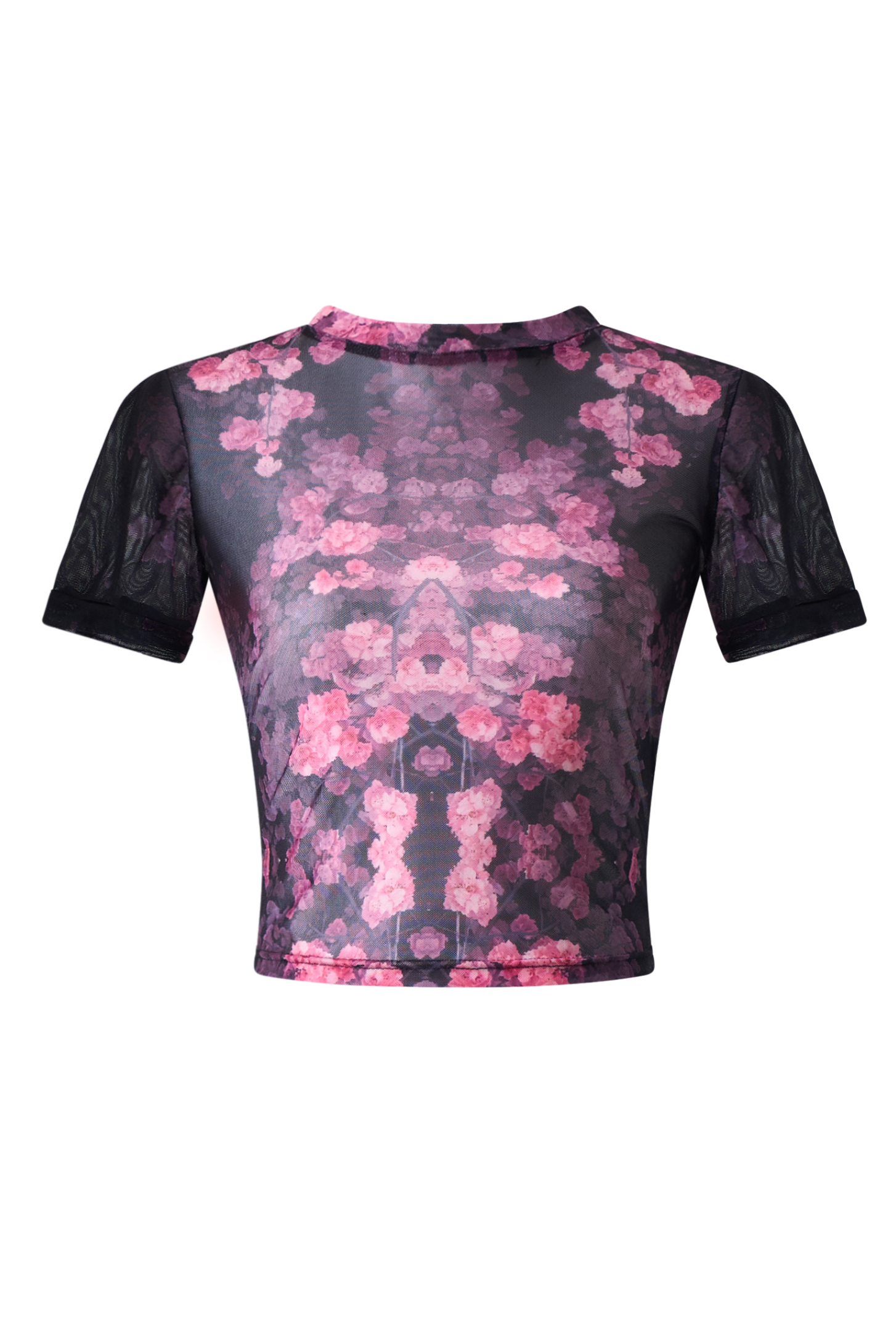 Floral Print Mesh Top in Pink