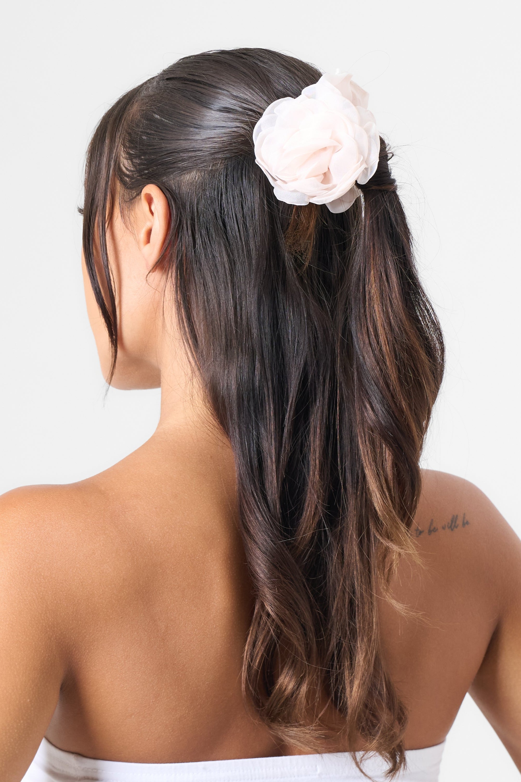 Hair Ribbon with Flower in Cream