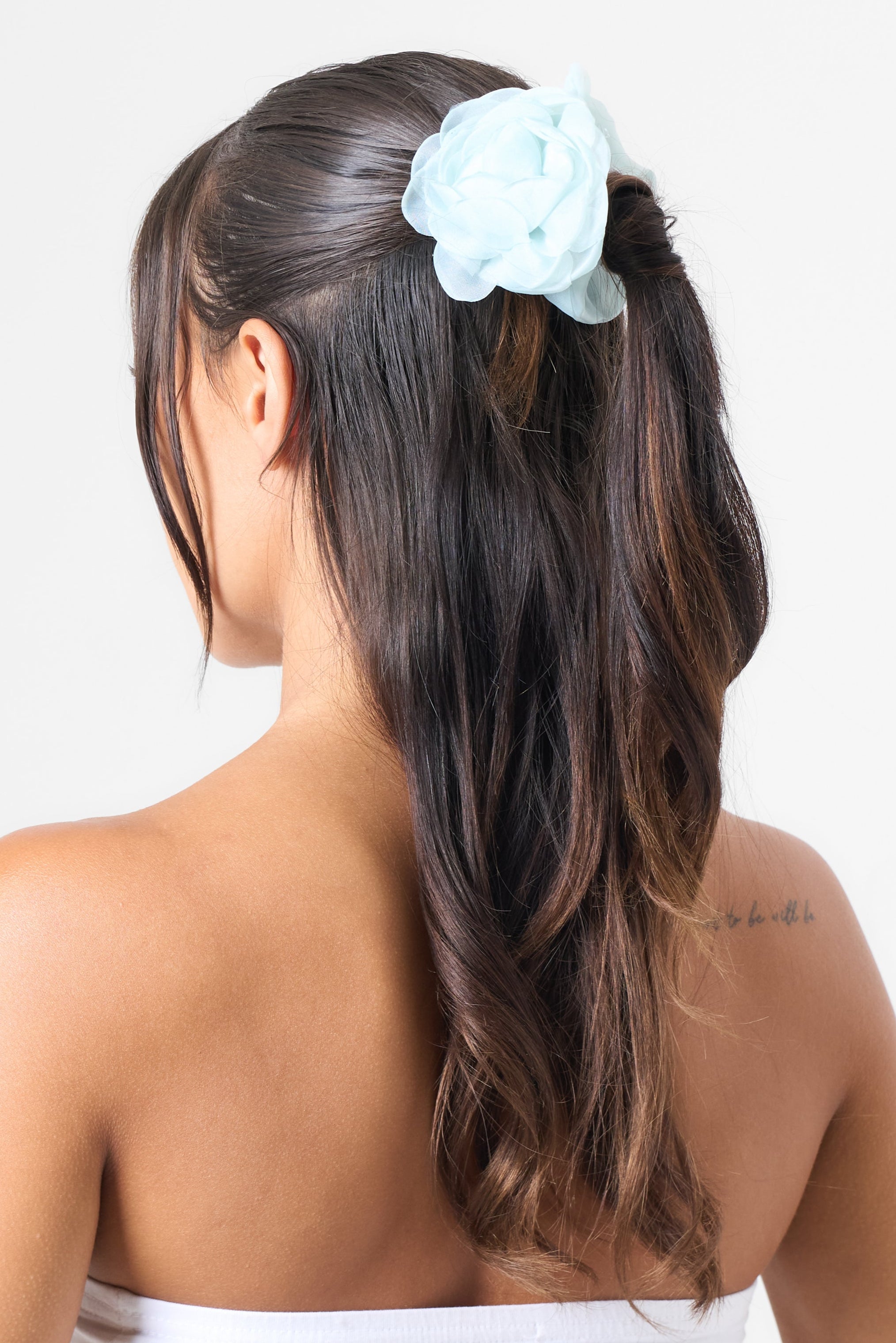 Hair Ribbon with Flower in Green