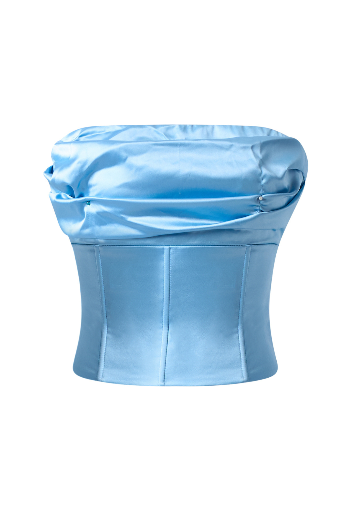 MARCELLA Satin Corset Top in Light Blue