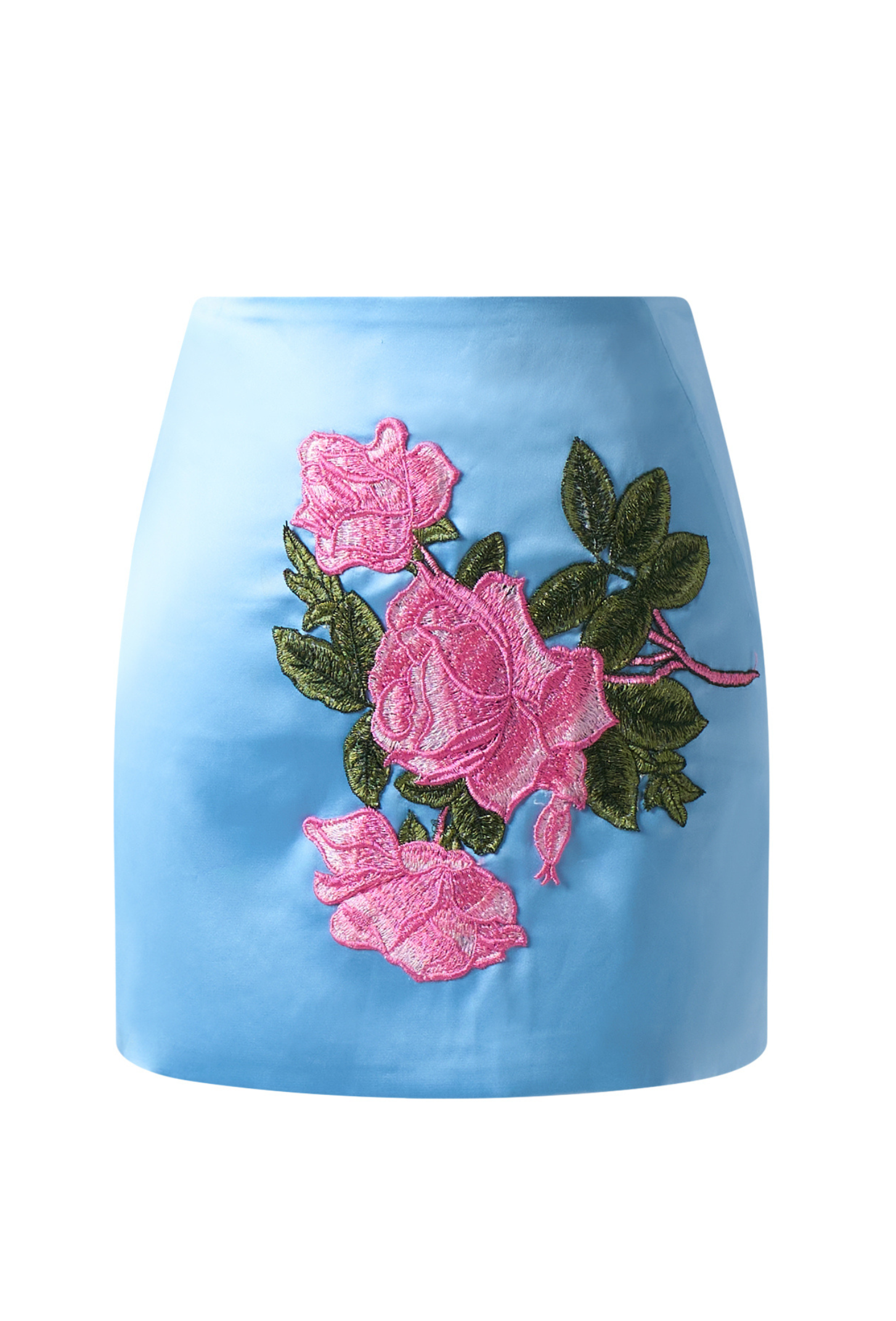 MARCELLA Satin Mini Skirt in Light Blue