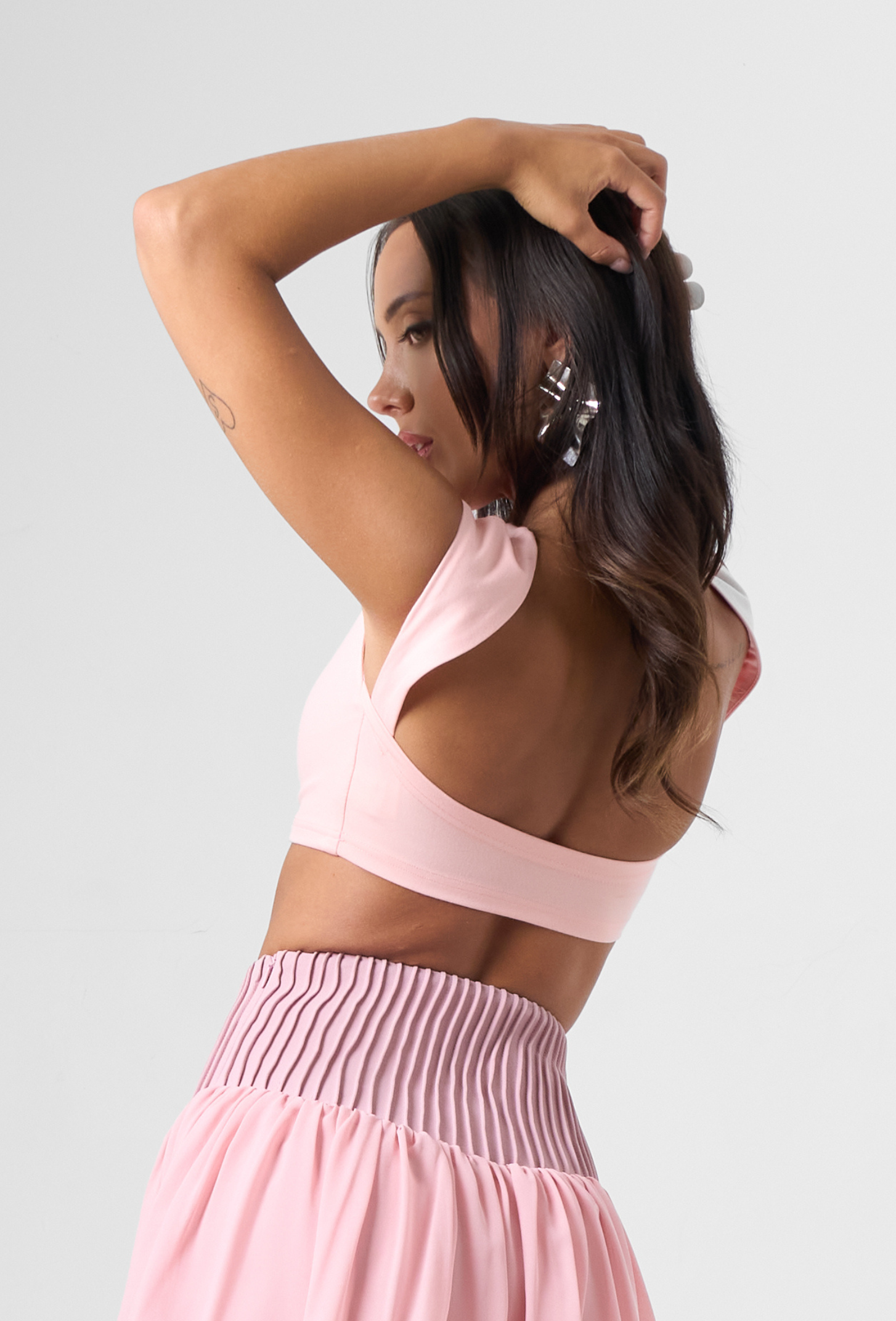 Open-back Crop Top in Pink