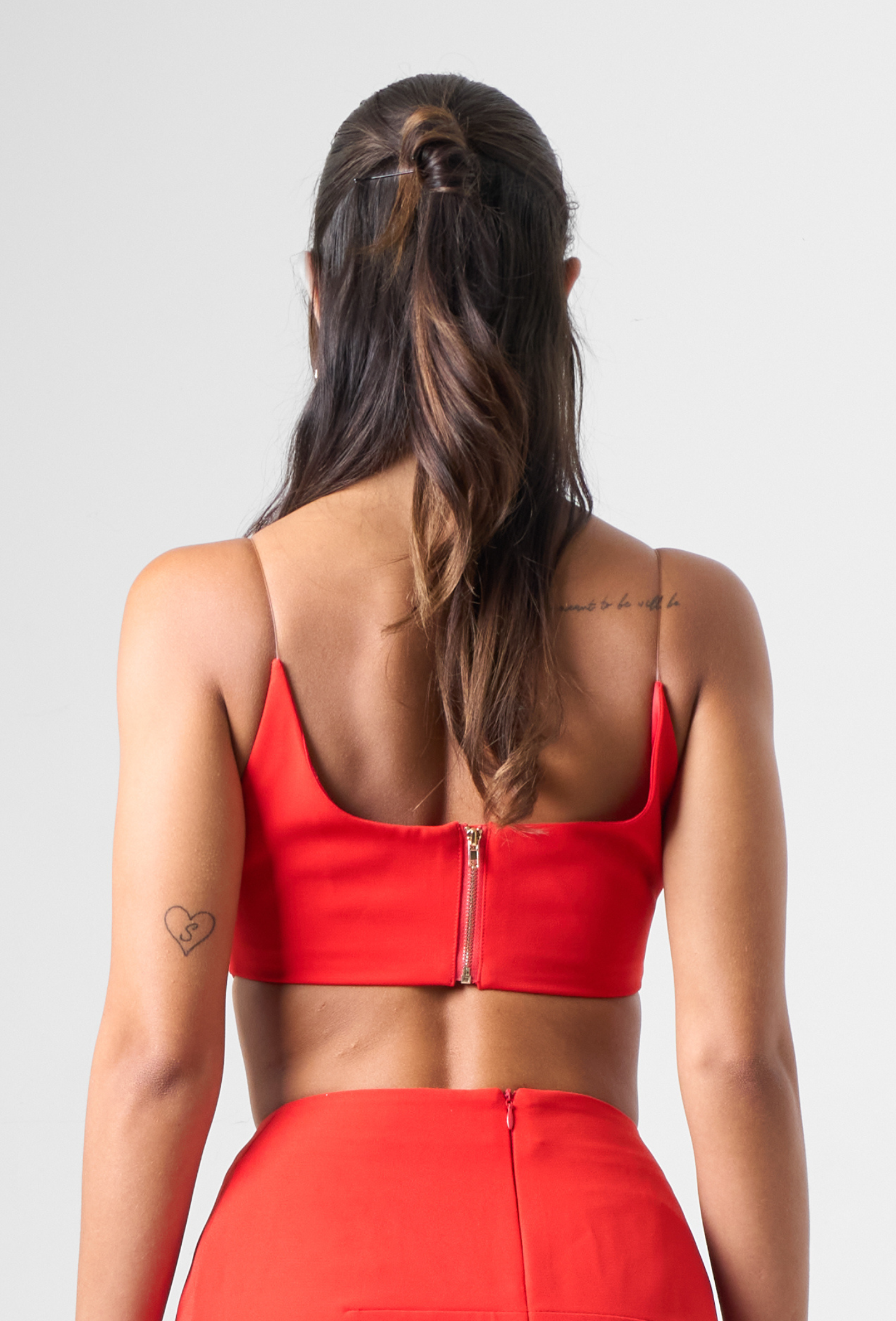 Red Crop Top with flower details