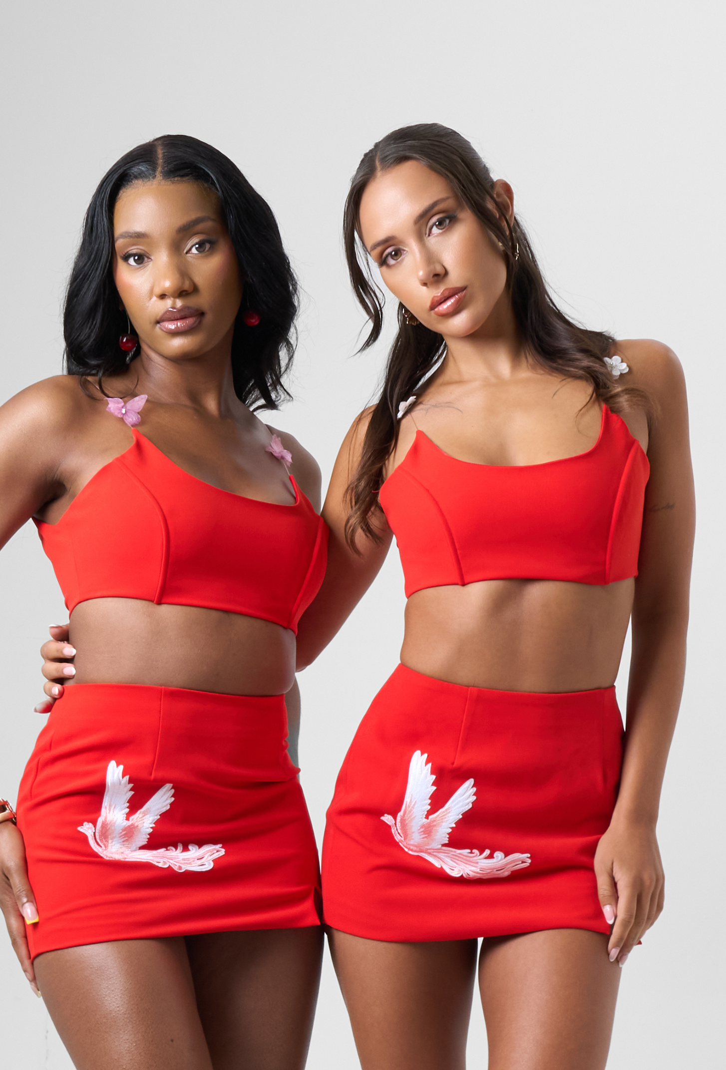 Red Crop Top with flower details