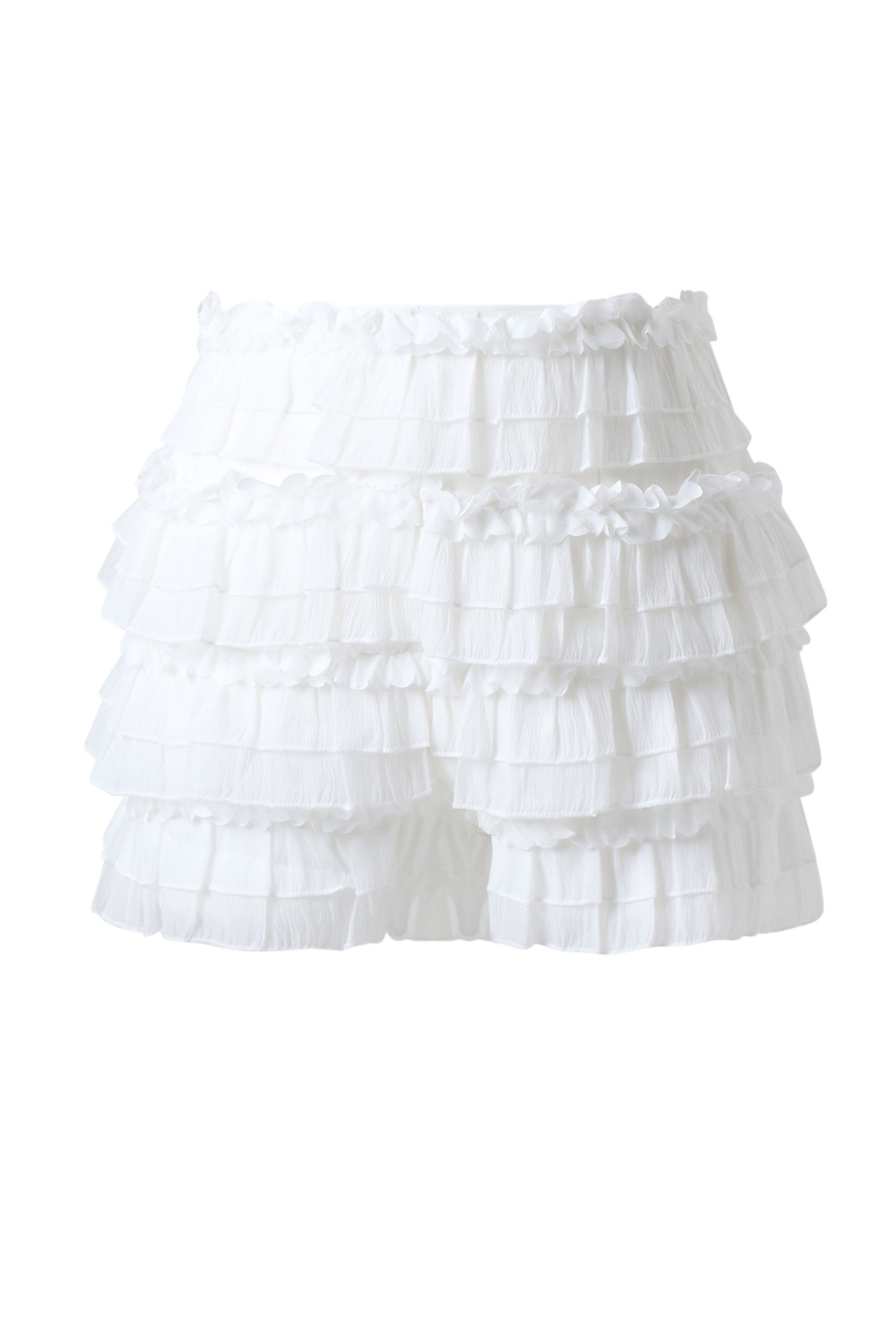 SONJA Ruffled Lace Bloomer Shorts in White