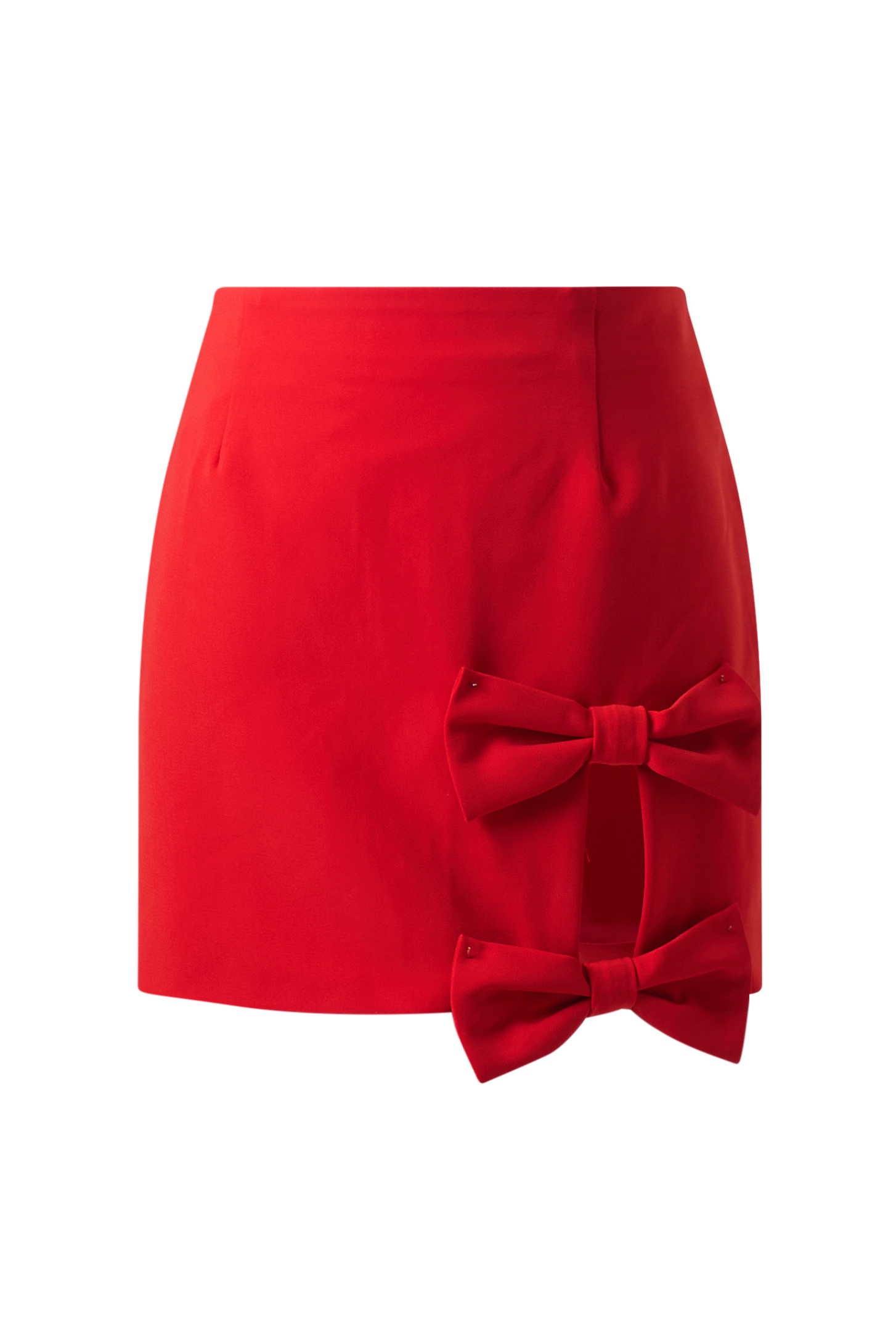 DEMI Front Slit Mini Skirt in Red