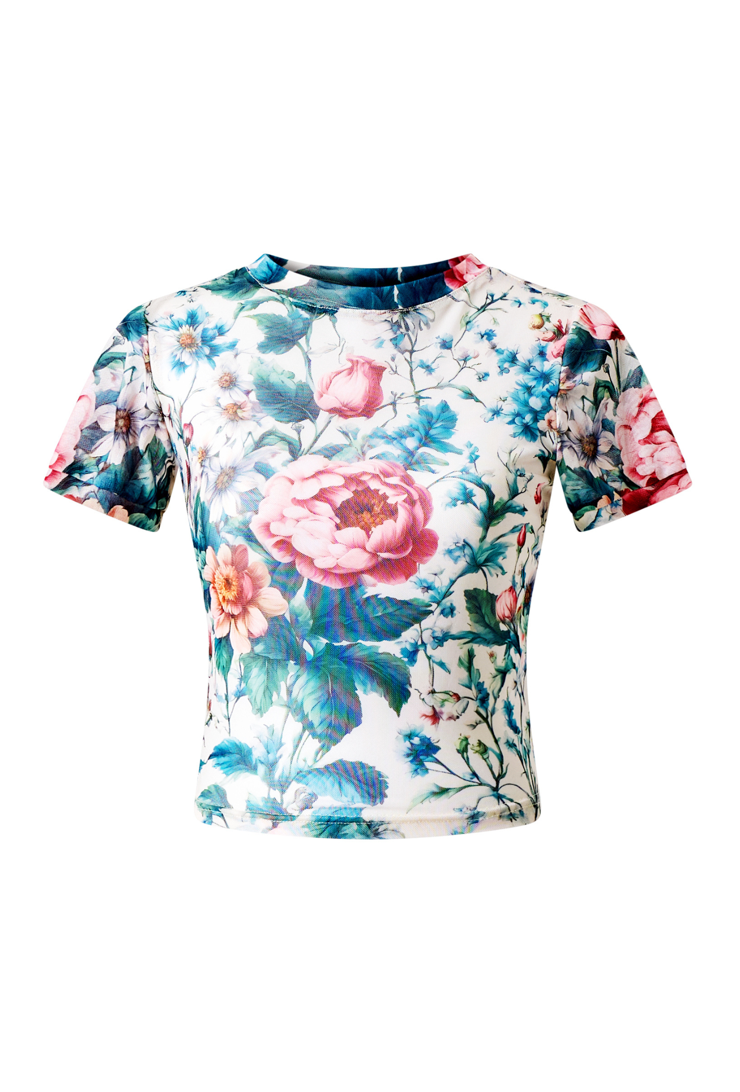 EDEN Floral Mesh Print Top in Green