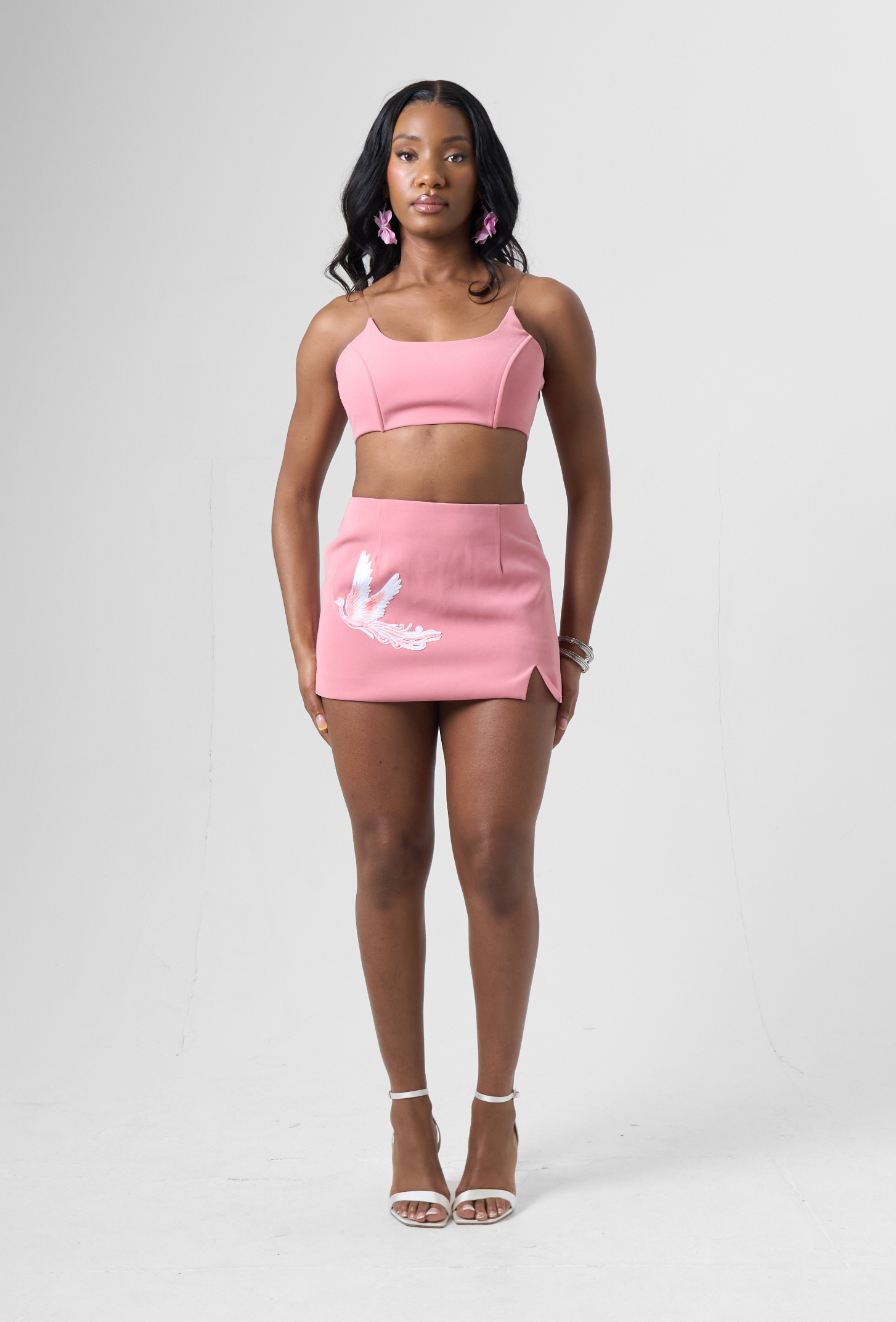 Front Slit Mini Skirt in Pink