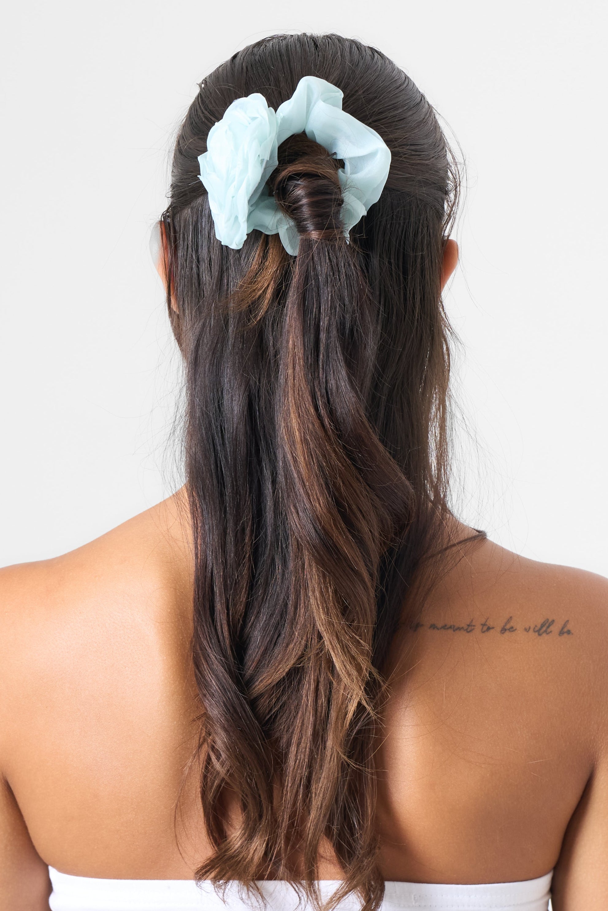 Hair Ribbon with Flower in Green