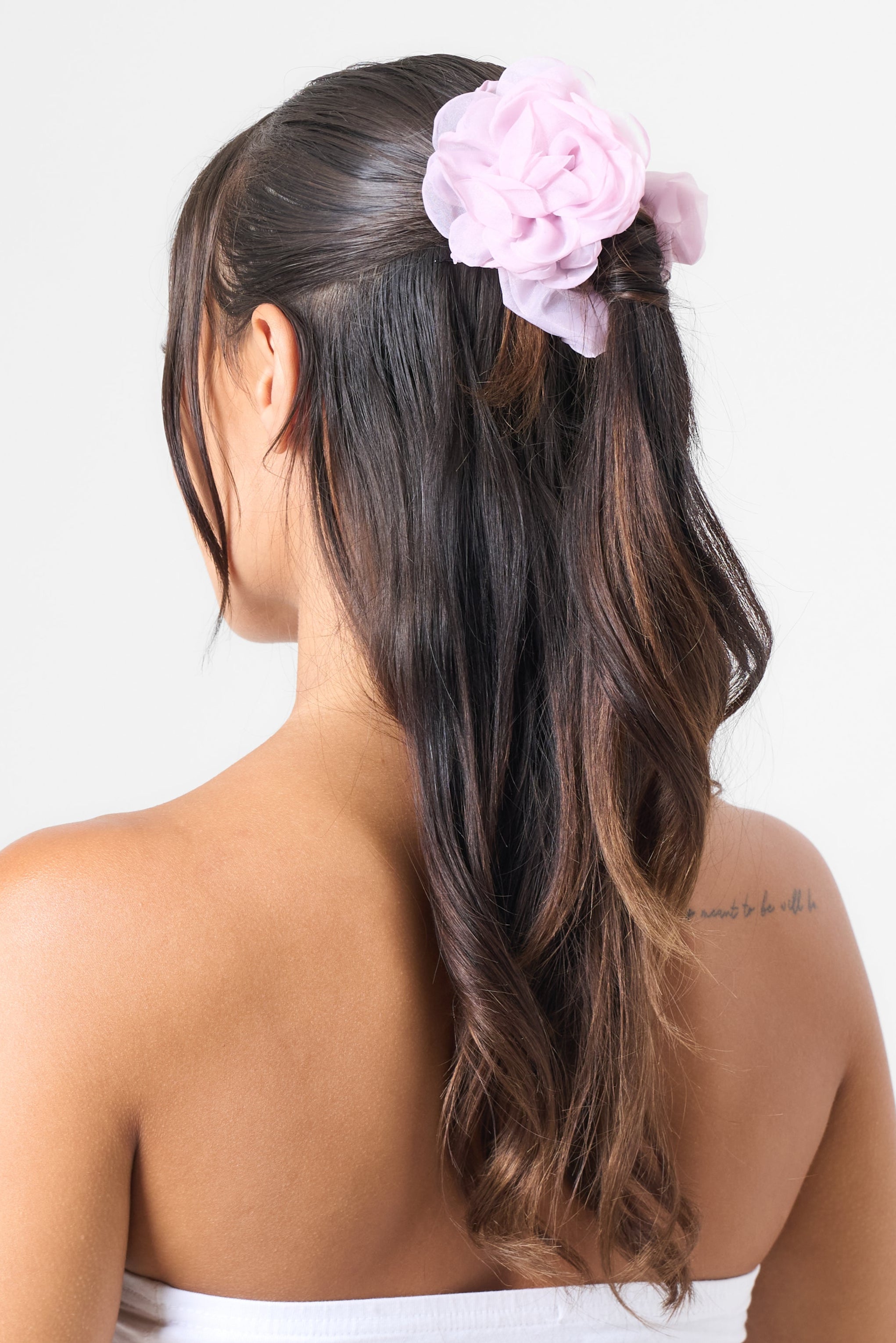 Hair Ribbon with Flower in Purple