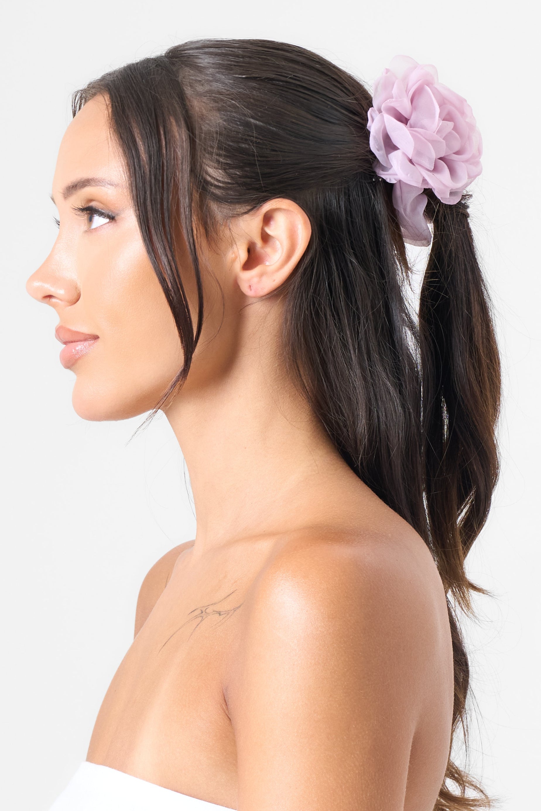 Hair Ribbon with Flower in Purple