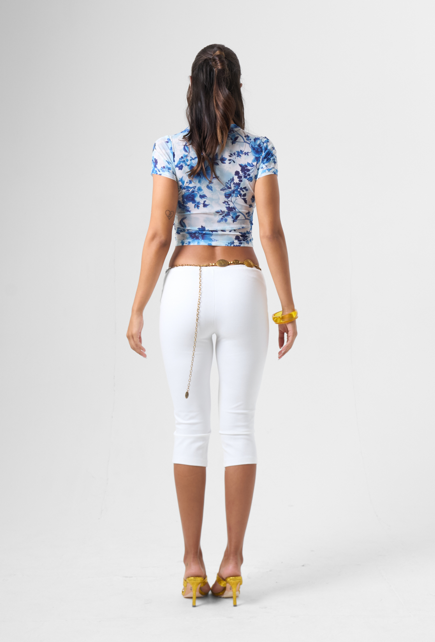 Low Waist Capri Pants White 