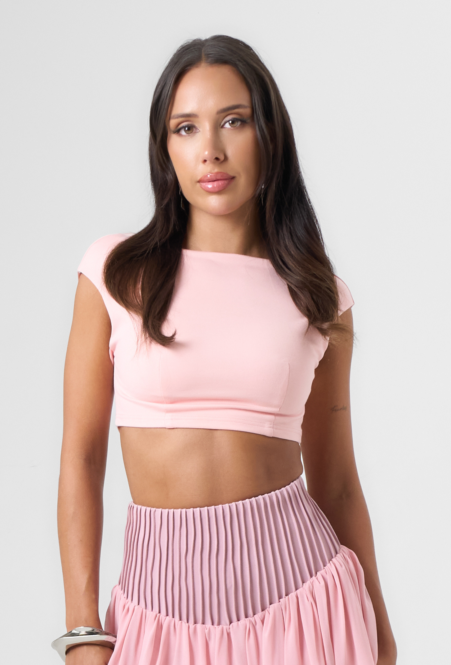 Open-back Crop Top in Pink