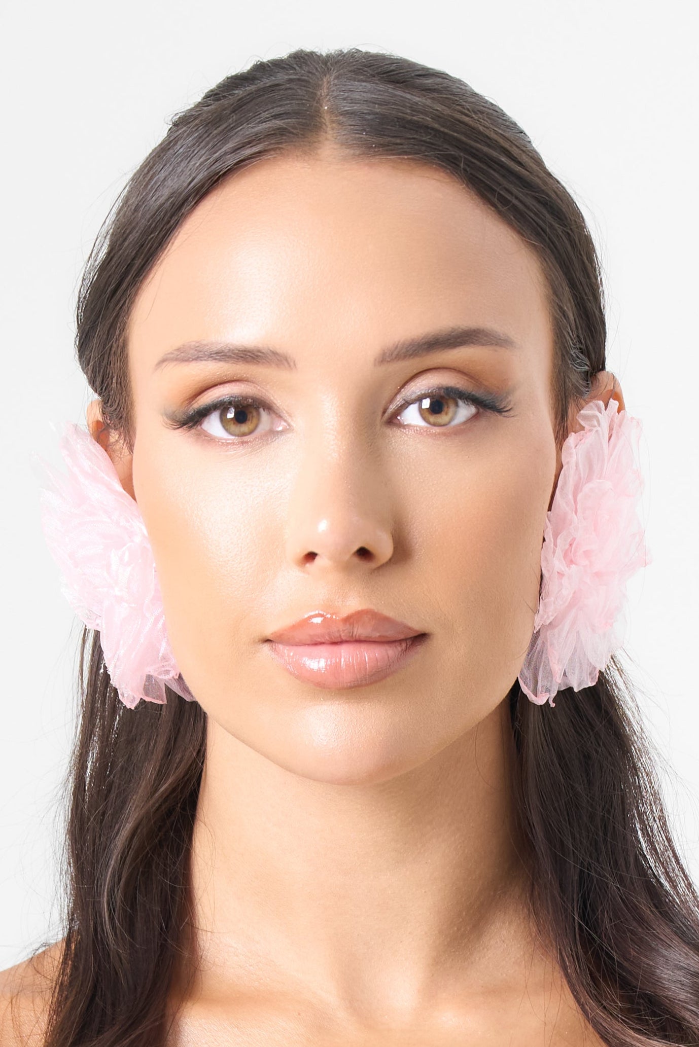 Organza Rosette Earring in Pink