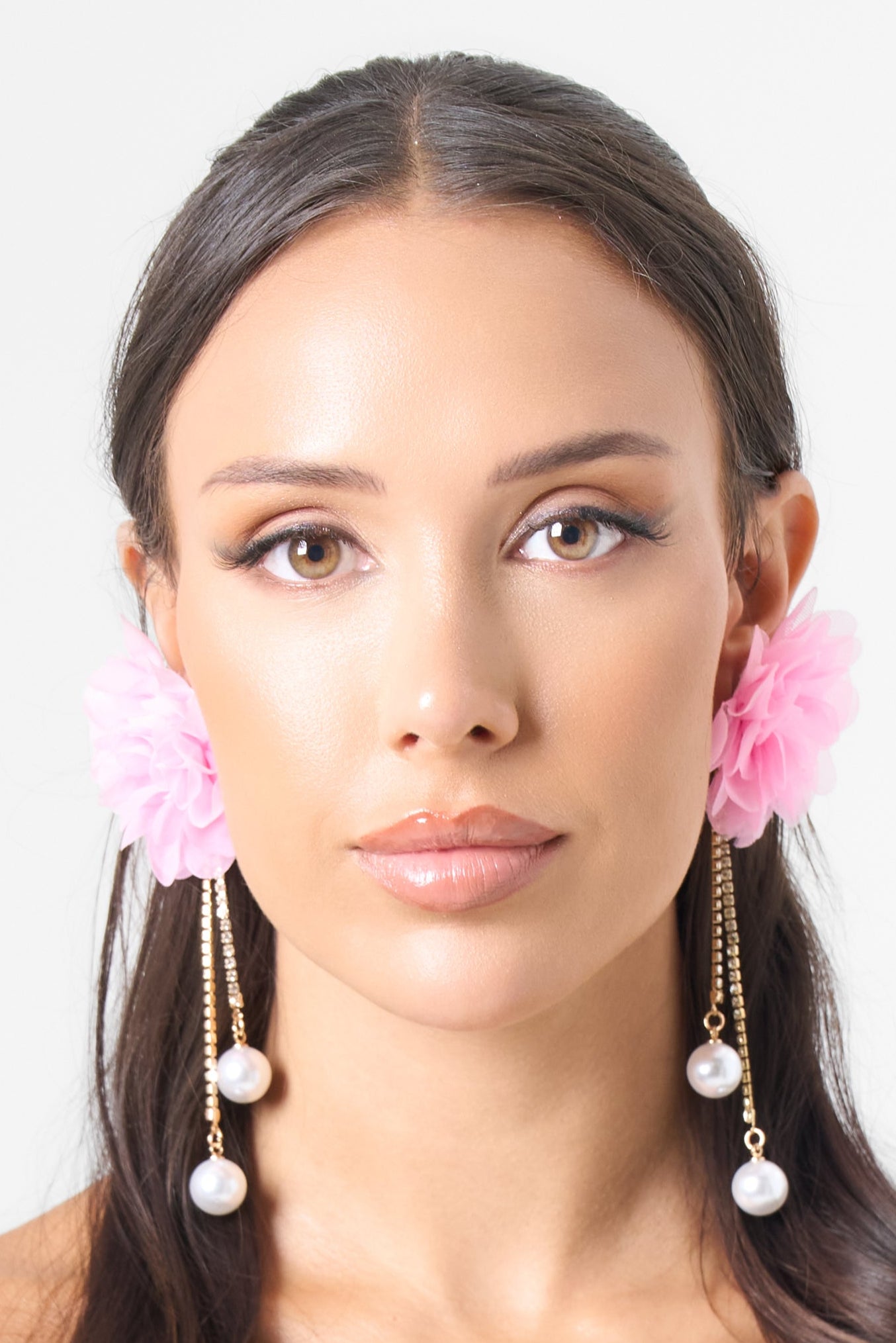 Rose Chandelier Earring in Pink