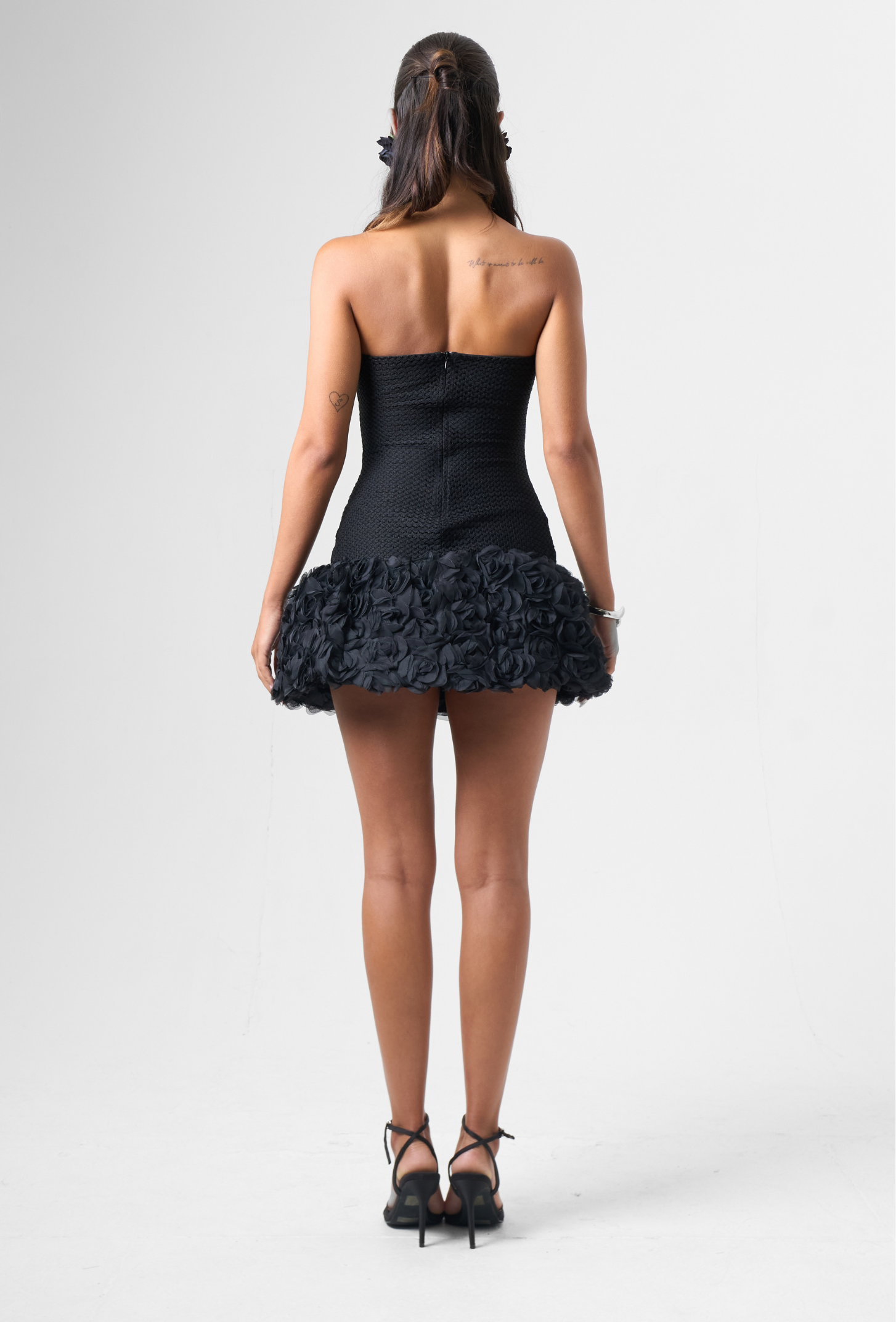 Strapless Fitted Mini Dress in Black